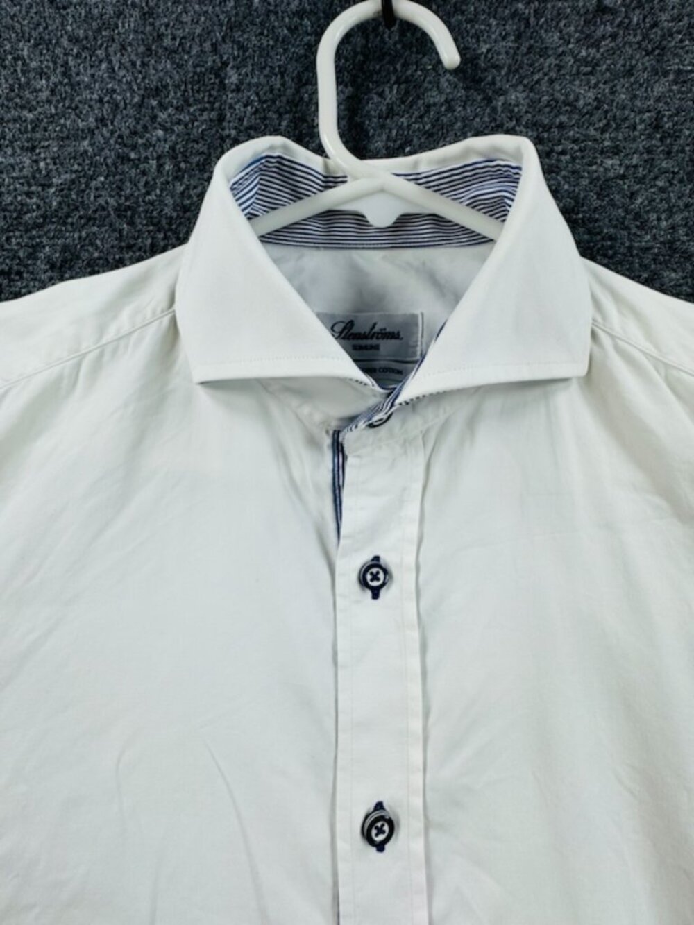 Stenstroms *** Mens White All Cotton Twofold Super Slimline 15 Button Up Elegant